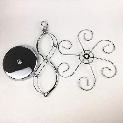 Iron Countertop Wine Glass Holder with Scrollwork Design, Freestanding Tabletop Stemware Storage Rack with 6 Hooks 2