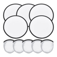 5 Pcs Foldable Flying Disc Fans 9.8 Inch Sublimation Fans Polyester Black Folding Fan Set with Bag for Party Black