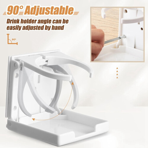 8 Pack Adjustable Cup Holder Folding Drink Holder with Screws Universal Plastic Wall Mounted Cup Holder for Water 1