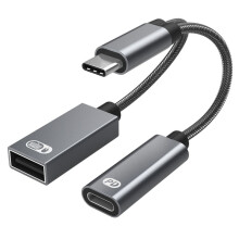 2 i 1 PD 60W USB C OTG Laddningsadapter Kabel Typ C Till USB 2.0 Dataomvandlare för för för Laptop B