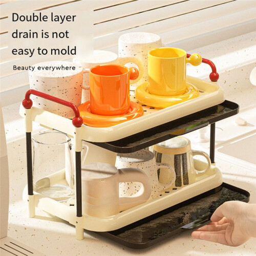 Cup Storage Rack Desktop Drain Cup Rack Tray Home Water Cup Rack Tea Set Tea Cup Rack 2