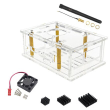 Acrylic Case Transparent Shell Cooling Fan Aluminum Heatsink Antenna Protective Box for Orange Pi 5 Max
