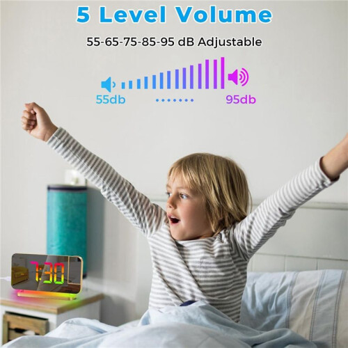 Projection Alarm Clock,7.4Inch LED Mirror Digital Clocks Large Display,+180Rotatable Projector,Night Light Gold 1