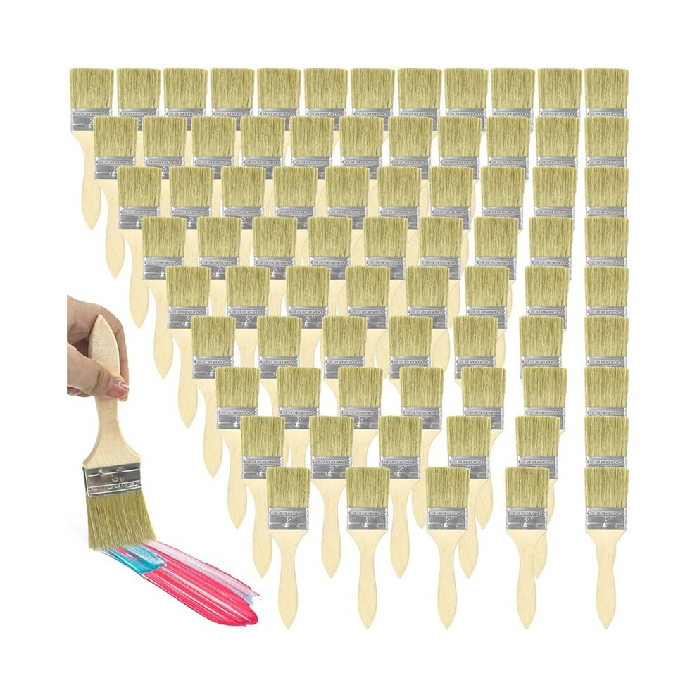 Exogio 120 Chip Brushes 2 Inch Bulk Chip Paint Brushes Bulk Bristle Paint Brushes Wooden Stain Brushes For Paint, Glue, Varnish