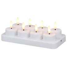 Lot de 8 Bougies Chauffe-Plat LED Rechargeables Sans Flamme, avec Base de Chargement et Minuterie