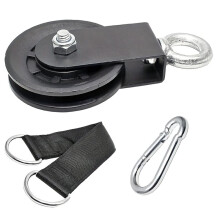 Silent Pulley 360 Rotating Gym Cable Equipment Wheel with Hanging Straps &Carabiner Pulley Cable Machine DIY Attachment