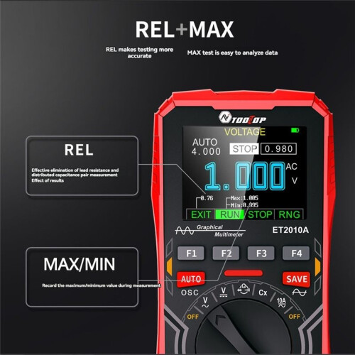 TOOLTOP 2 In1 Digital Multimeter Analog Band Width 2.5MS/S Sampling Rate Waveform Data Storage Oscilloscope Tester 1