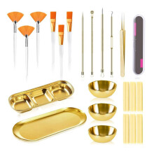 1 Set Esthetician Supplies Blackhead Remover Tools 3 Stainless Steel Gold Mixing Bowls 3 Compartment Serving Tray Et