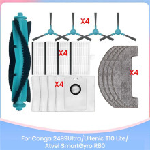 Para Conga 2499Ultra/Ultenic T10 Lite/Atvel SmartGyro R80 Peças de Reposição Escova Filtro Hepa Saco de Pó Pano de Esfregão