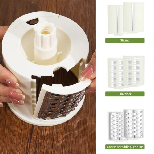 Rotary Cheese Grater - Manual Vegetable Slicer and Shredder with Handle, Strong Suction Base Efficient Slicing 1