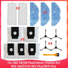 Voor 360 S8/S8 / Choice R2/R2S Lite/EZVIZ RE4 /RE5 Vervangende Onderdelen Borstel Filter Stofzak Dweil Doek A