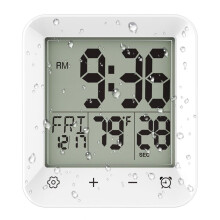 Digital Shower Clock Waterproof, Bathroom Wall Clock Timer with Touch Screen, Temperature, for Kids and Adults