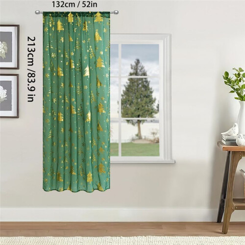 2 Peças de Cortinas Festivas de Natal com Estampa de Flocos de Neve para Janela de Sala de Estar 52 Polegadas de Largura X 83,9 Polegadas de 2