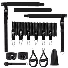180lb Fitness Resistance Kit Full Body Workout Portable TPE Resistance Band Yoga Pilates Home Gym Fitness Set Black