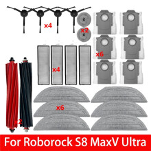 Adequado para S8 MaxV Ultra, S8 Max Ultra, G20S Peças de Reposição Acessórios Escova Lateral de Rolo Filtro HEPA Pano de Esfregão