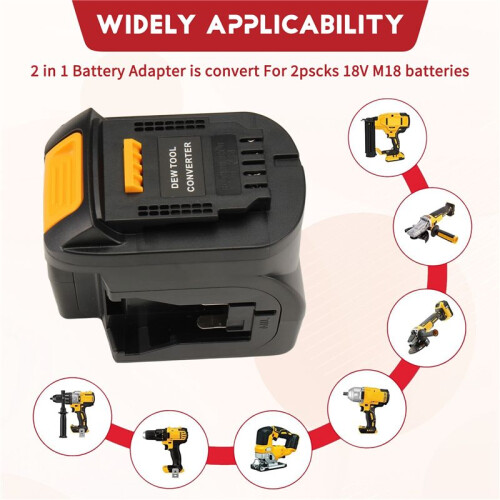 2 in 1 Battery Adapter Convert for  18V M18 Battery(2) Work for  20V Cordless Power Tool At the Same 1