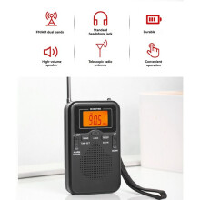 Portable Pocket AM/FM Radio 2-Band Digital Radio, Audio Broadcasting Receiver Electronic Device with Headphone Jack