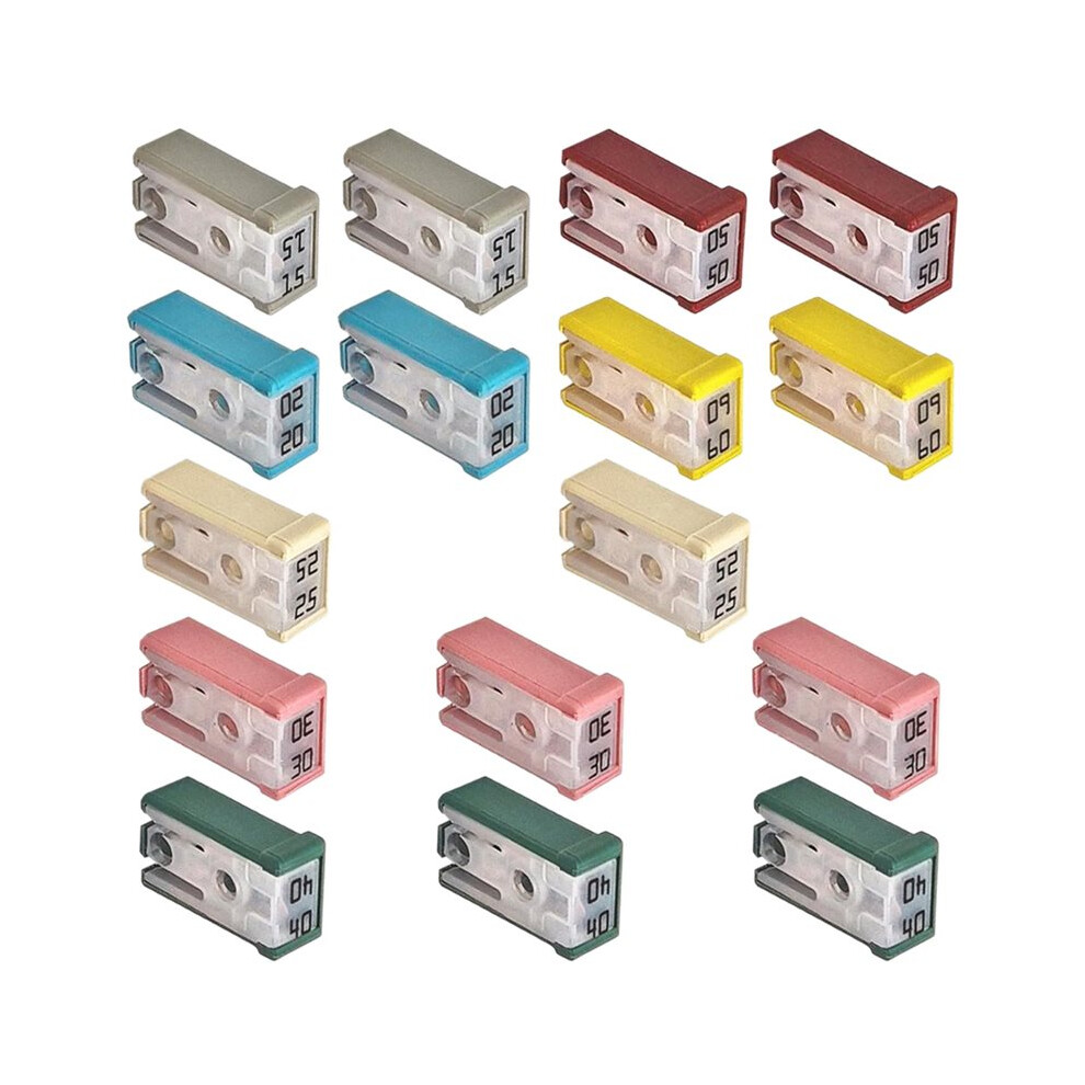 18Pcs Slotted Automotive Shaped Fuse Kit 15A-60A 32V Shaped Fuse Kit Car Fuses Assortment Replacement Fuses 6032357076500