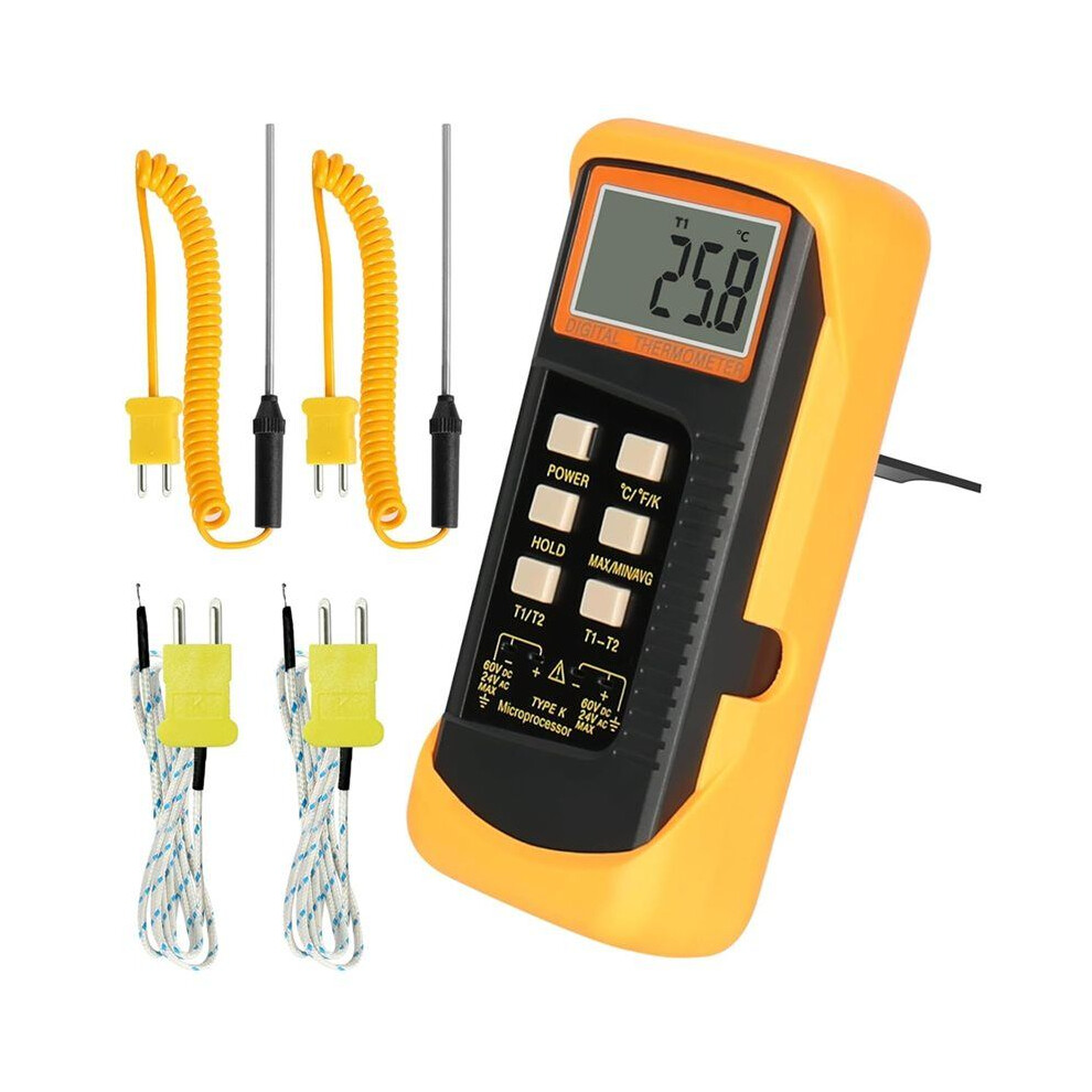 K Type Thermocouple Thermometer, Dual Channels Digital Thermometer, Thermocouples Display Temperature Tester