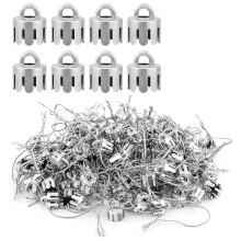 1000 Pcs 0.5 Inch Round Christmas Ornament Caps Replacement Plastic Christmas Ornament Hangers Caps Silver