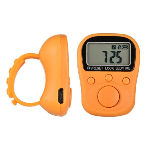 Adjustable Finger Ring Electronic Counter 7-Channel Backlit Function Counter with Locking Rechargeable Counter Yellow
