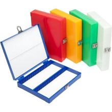 5-Teilige Objektträgerbox, 100-Facher Objektträgerhalter Aus Kunststoff mit Riegelverschluss für 1 X 3 Zoll (25 mm X 75 mm) Objektträger