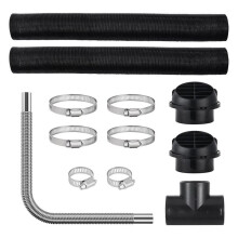 Heater Pipe Ducting Set, 3Inch Extendable Air Duct Hose, 1Inch Exhaust Pipe,2 Air Vents,Tee Air Outlet Connector