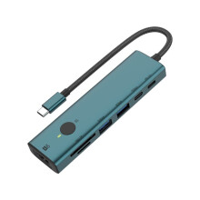 Multiport USB Hub USB3.0 Docking Station 7 4K Portable Adapter with Sleep Screen Function