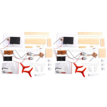 2X Assembled Wind Turbine Model Boat Wooden Remote Control Boat DIY Science Educational Toys Gift Model