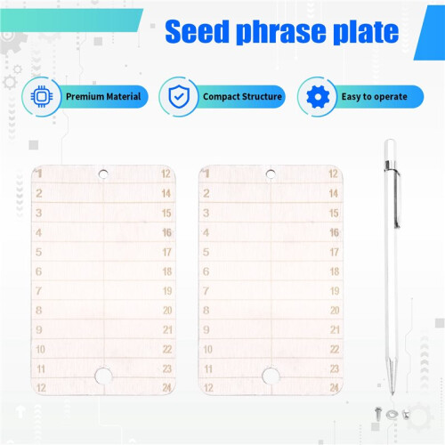 Crypto Seed Phrase Storage, Bitcoin Seed Plates, Fireproof Waterproof Recovery Backup,Seed Phrase Plates 1