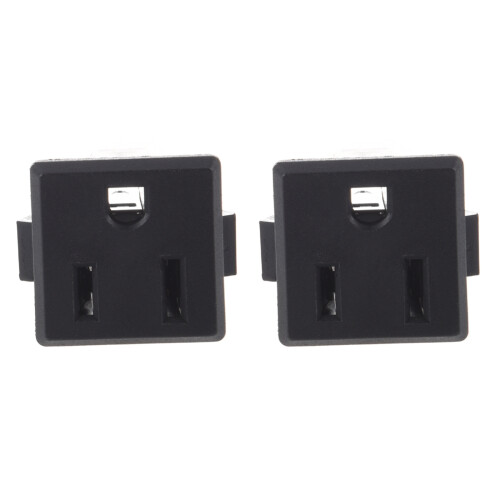 2X AC 125V 15A Panel Mount US Outlet Power Socket Black