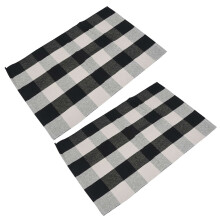2X Cotton  Plaid Rugs, Check Rug,23.6Inch X35.4Inch,Checkered Outdoor Rug (Black and White Porch Rugs)