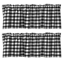 2X BüFfel Plaid Volants für Küche Bauernhaus PrüFung Plaid Volants für Fenster Behandlungsdekor (Schwarz und Weiß)