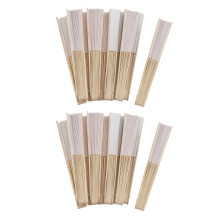 20 Pcs/Lot 21cm White Color Fabric Hand Fan, Silk Hand Fan Wedding Party Promotion Favor