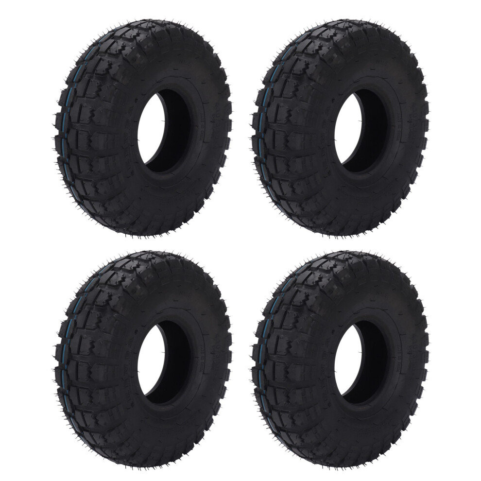 4Pcs 4.10/3.50-4 410/350-4 Atv Quad Go Kart 47Cc 49Cc Chunky 4.10-4 Tire Inner Tube Outer Tyre Black 4711627497208