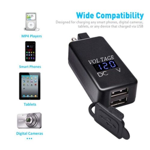 SAE to USB Adapter with Voltmeter Motorcycle Quick 2
