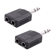 2X Mono 6.35mm Stecker Auf Dual 6.35mm Buchse Splitter Adapter Stecker