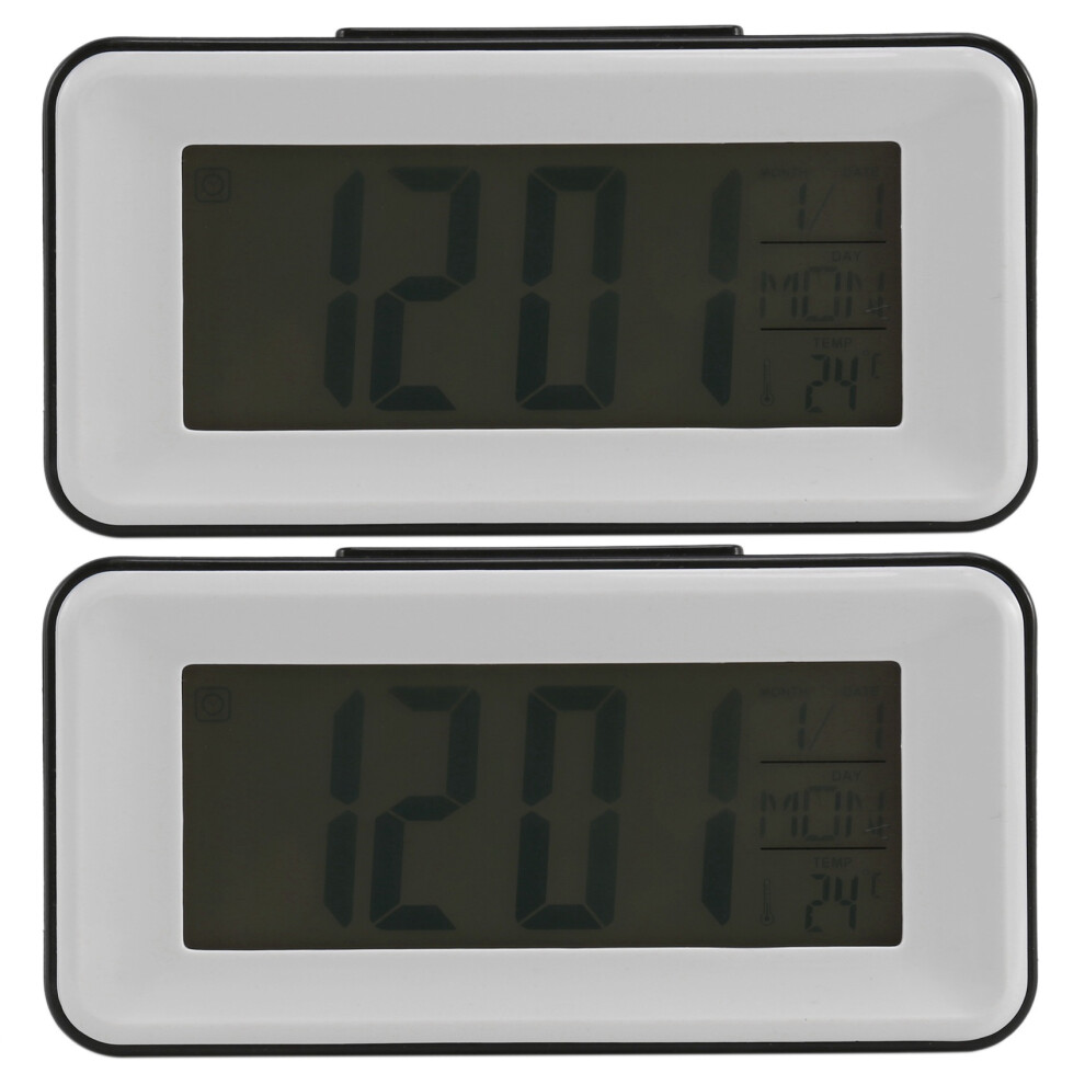Exogio 2X Digital Led Alarm Clocks Student Clocks With Week Snooze Thermometer Watch Electronic Table Calendar Lcd Desk Timer