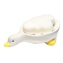 Portasapone nel Ceramica con Scarico, Portasapone Bianca un Forma di Animale Carino per Doccia e Bagno, Portasapone nel Ceramica Autodrenante