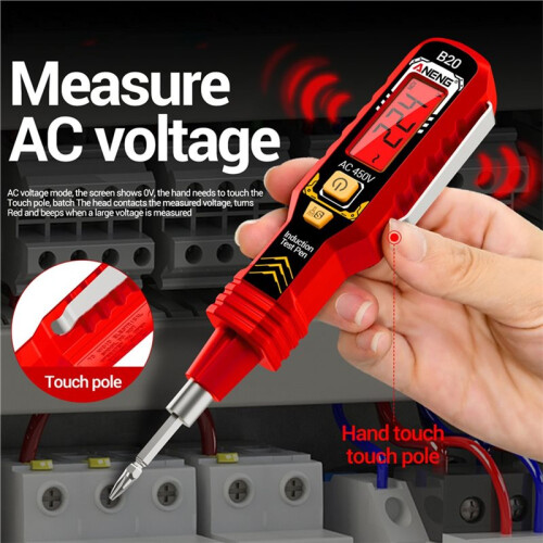 ANENG LCD Digital Voltage Tester Measuring Pen Double-Ended Screwdriver Bits Breakpoint Electrical Induction Test Pen Red 1