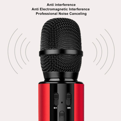 Wireless Karaoke Microphone Dual Speakers 2000mAh Red Bluetooth 2