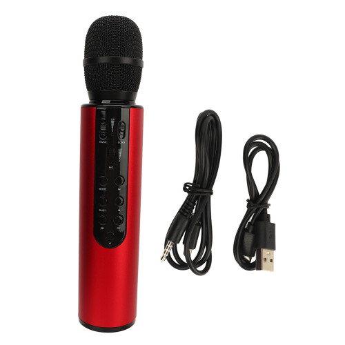 Wireless Karaoke Microphone Dual Speakers 2000mAh Red Bluetooth 1