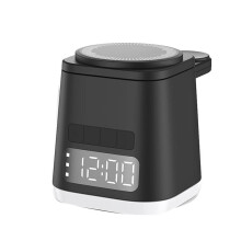 3 in 1 Charging Station,Alarm Clock,Night Light,Wireless Charging Dock, Phone Watch Charger Stand, Charger Combo Black