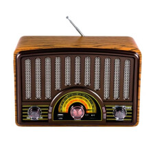 Radio Multibande R-1928BT avec Haut-Parleur MP3, Batterie Rechargeable, Lampe pour la Maison et le Bureau, Prise UE Marron Foncé