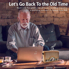 R-1928BT Multi-Band Radio with MP3 Speaker, Rechargeable Battery,Lamp for Home & Desktop Dark Brown EU Plug