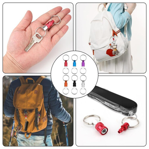6Pack Pull Apart Keychain,Quick Release Keychain Aluminum Keychain with 2 Split Rings Chain Separate Detachable Key Ring 1