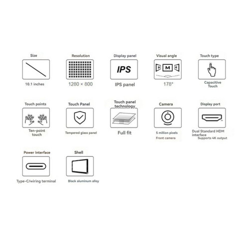 10.1 Inch LCD Display Touch Screen for Raspberry Pi 5 1280x800 Industrial Touch Screen with 5MP Front Camera EU Plug 1