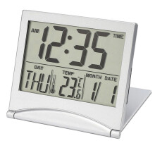 Digitaler Reisewecker - Faltbarer Kalender, Temperatur-Timer, LCD-Uhr, Wettervorhersage, Batteriebetrieben