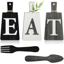 Schneidebrett-Essensschild-Set zum AufhäNgen, Kunst, KüChe, Essensschild, Gabel und LöFfel, Wand- und KüChendekoration, B