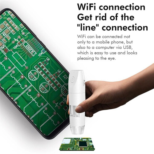 Wireless Digital Microscope 50X-1000X WiFi USB Portable Handheld Coin Microscope Camera with 8 LED White 2